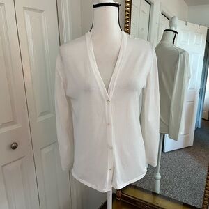 TSE Ladies White 100% Cotton Made in Italy Button Up Cardigan. Size Large